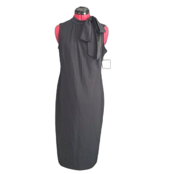 Anne Klein Dress Women’s Size 4 Navy Blue Sleeveless Bow Accent NWT - Picture 1 of 8